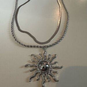 SHEIN Silver Celestial Sunburst Necklace